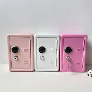 儿童投币存箱创EJT收意钱金属带锁迷你保险箱用家零钱储蓄罐桌面