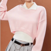 2025秋冬学院风减龄毛衣女新款 毛针织上衣 polo领针织背心两件套