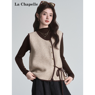 两件套女高级感针织套装 T恤打底衫 长袖 美拉德甜美风针织马甲背心