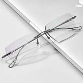 配无框纯钛可近视度数眼镜大框男女款 成品镜 大脸框修脸显瘦潮时尚