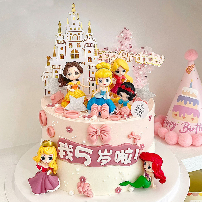 白雪公主睡美人鱼独角兽天鹅女孩爱莎花仙子生日蛋糕装饰摆件插件,节庆用品/礼品,蛋糕/烘焙装饰用品,淘宝优惠券,粉丝福利购,淘宝优惠卷