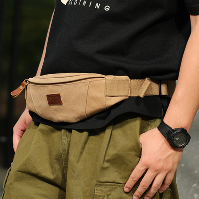 腰包男女斜挎包大容量防泼水跑步户外运动手机钱包帆布包收银包袋
