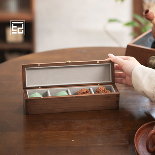 实木收纳盒专用核桃展示盒文玩手把件球大容量防尘带盖桌面摆放盒