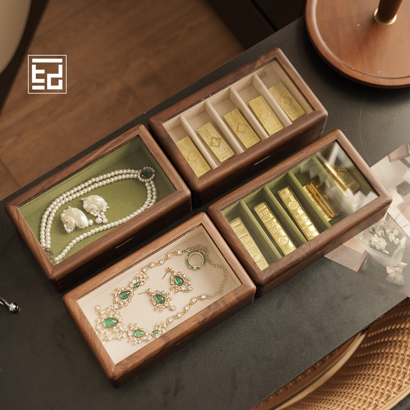 金条存放盒文玩高档精致10g20g黄金收纳盒实木透明玻璃盒子长方形,收纳整理,首饰盒,淘宝优惠券,粉丝福利购,淘宝优惠卷