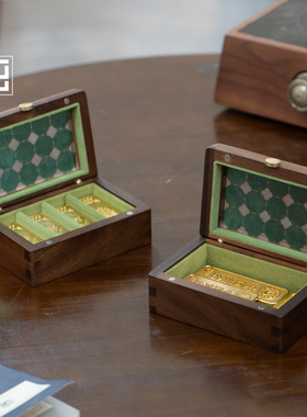 金条专用收纳盒创意便携式10g黄金小包装盒北美黑胡桃木攒金盒子