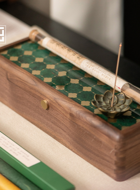 线香盒高端木质空盒子北美黑胡桃木特别好看的收纳盒精致高级小众