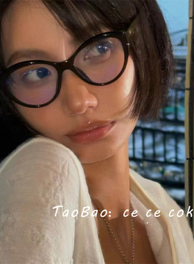 ce ce coke\小香近视眼镜框猫眼黑色超轻素颜神器可配度数CH3464