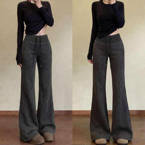 黑色喇叭运动裤女2026新款春季休闲显瘦阔腿马蹄裤小个子微喇卫