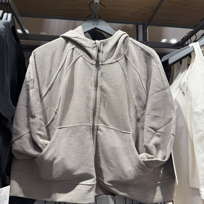 澳洲Lululemon Scuba Oversize全拉链连帽宽松华夫格运动休闲外套