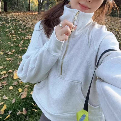 澳洲lululemon Scuba Oversized Funnel Neck加绒立领半拉链春秋