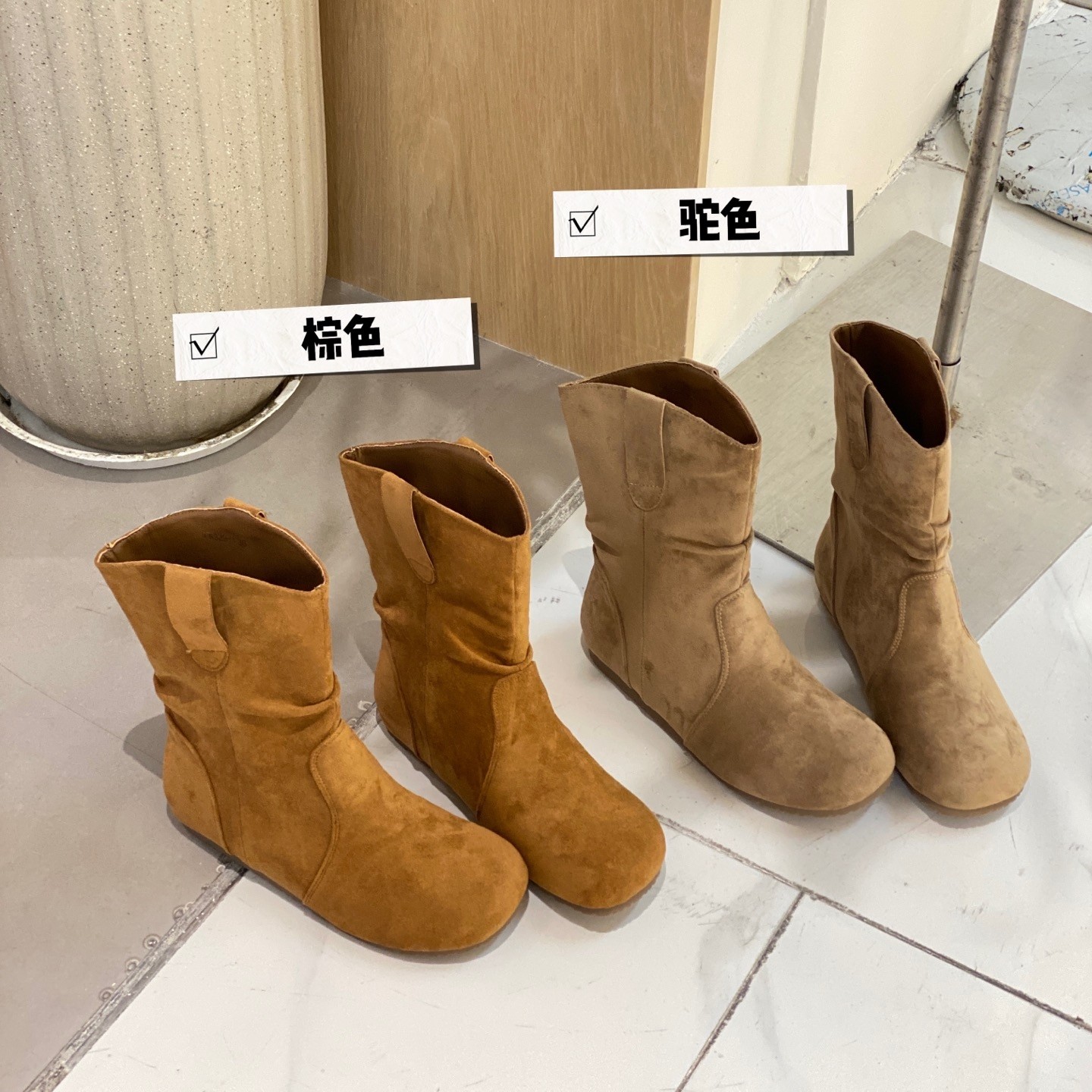 羊反绒勃肯靴2025新款百搭女时装靴