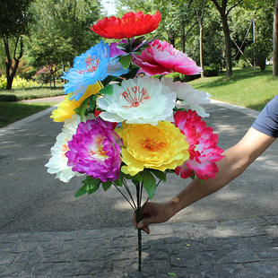 清明节花仿真牡丹花束13头大把花上坟扫墓摆放花祭祀假花陵园装饰