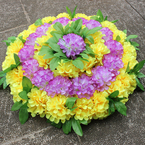 祭祀清明花扫墓花60厘米仿真菊花圈陵园公墓碑花殡仪白事塑料花圈 - 封面