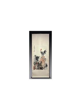 正品徐悲鸿 风雨鸡鸣荣宝斋木版水印国画壁挂画装饰画 68200cm 挂