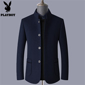 加厚立领西装 花花公子秋冬季 男士 男商务休闲西服羊毛呢外套上衣潮