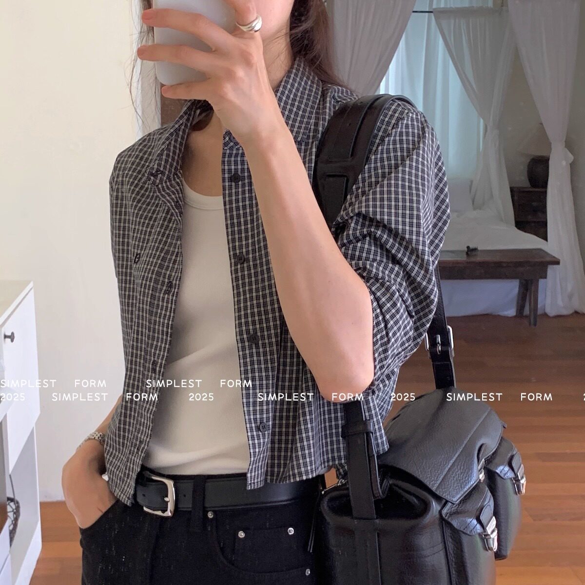 设计感短款女装时尚百搭小个子衬衫2026早春新款经典格子衬衣开衫
