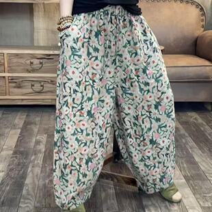 6917 子 夏季 花色文艺休闲百搭女士裤 臀围140长86 新品