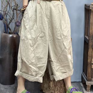 007 8739 夏季新品休闲百搭炒色文艺女士裤子 臀围140长77