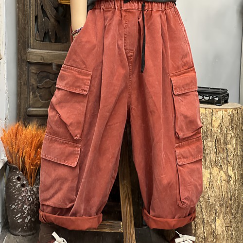 XJ 835 夏季新品工装口袋休闲百搭女士裤子 臀围138长84