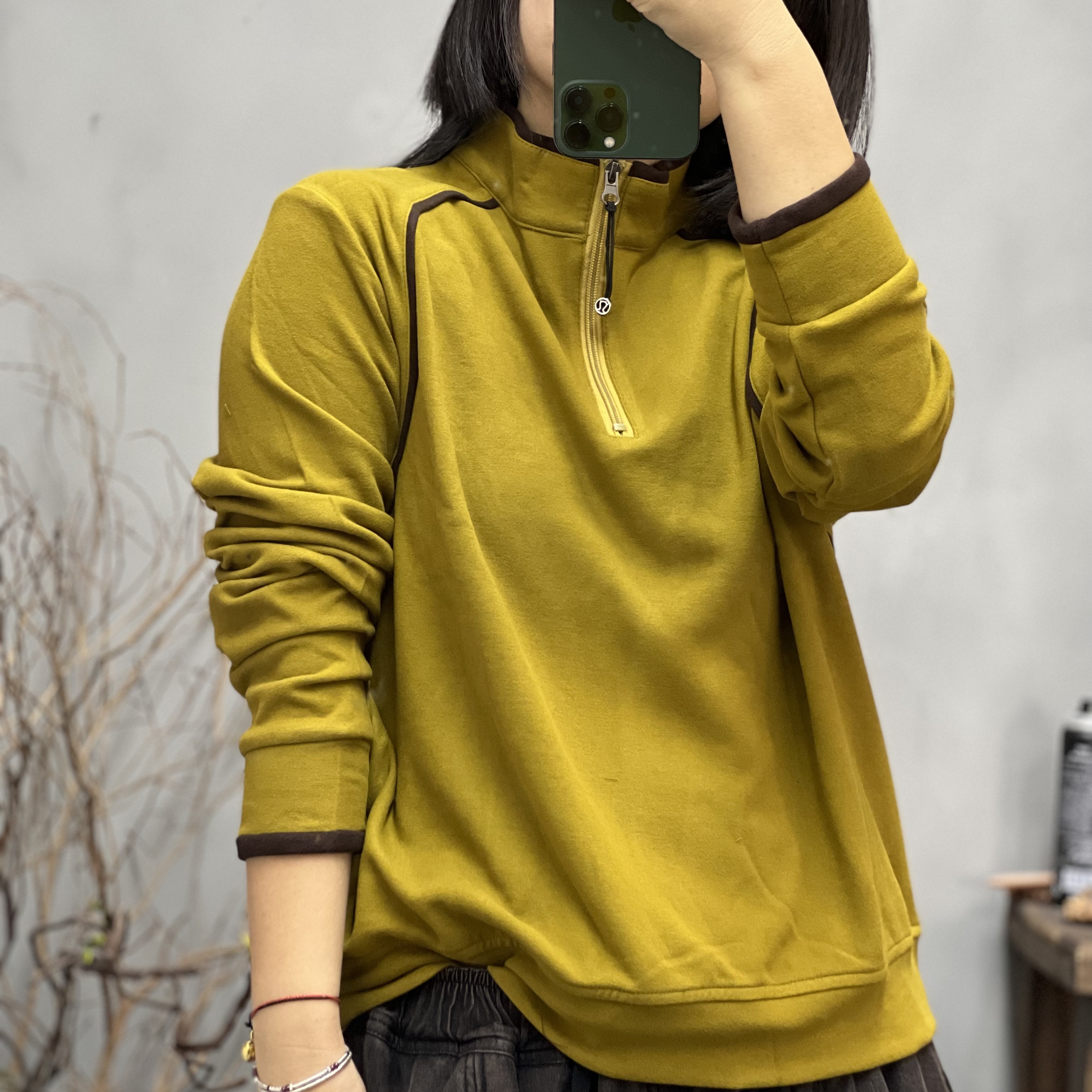 GF17 S559 冬季新品半扣拉链加厚打底衫女士上衣 胸围114长58