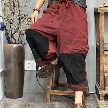 HH 0991 春季新品休闲卫裤百搭炒色撞色毛圈女士裤子 臀围132长88