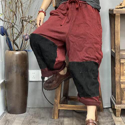 HH 0991 春季新品休闲卫裤百搭炒色撞色毛圈女士裤子 臀围132长88