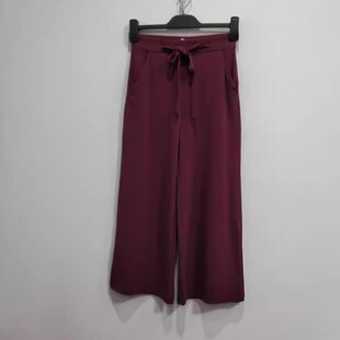 外贸单雪纺阔腿裤 百搭宽松高腰显瘦直筒裤 七八分女 时尚 夏季 孤品