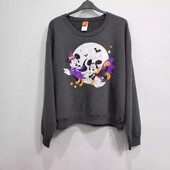 上衣 宽松慵懒休闲抓绒长袖 外贸原单大码 加绒圆领卫衣女春秋冬短款