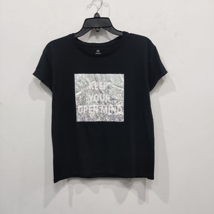 百搭宽松休闲圆领半袖 T恤女夏季 上衣 外贸原单印花短袖 微瑕NO退换