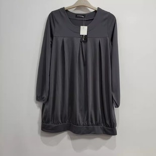 T恤女春季 长袖 纯色宽松显瘦圆领上衣 外贸日单中长款 微瑕NO退换