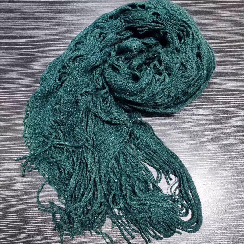 冬季软糯保暖仿羊绒针织钩花流苏围巾女百搭纯色镂空毛线围巾围脖