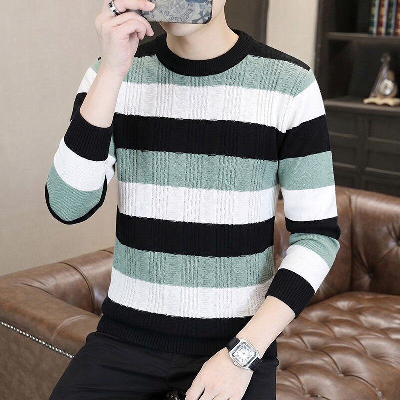 秋新款薄款男士薄款毛衣打底衫休闲毛衣青少年学生圆领针织衫毛衣