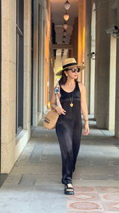 LADY H魔女赫本推荐三醋酸褶皱简约背心a字裙连衣裙光泽缎面无袖