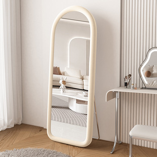 全身镜网红落地镜奶油ins风试衣镜穿衣镜法式 家用女生卧室异形镜