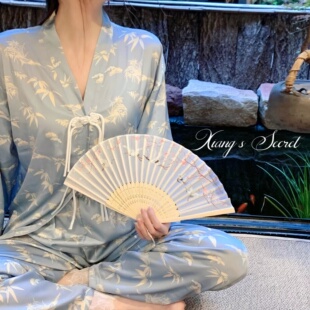 高端设计感家居服竹子睡衣套装 香香 新中式 兰亭集序 秋冬女 秘密