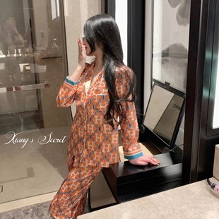 冰丝家居服套装 香香 高档轻奢时尚 秘密 气质睡衣春夏女 赤霞橘光