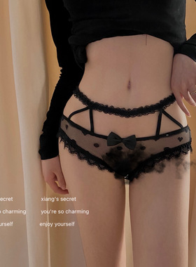 香香的秘密 走私迷情 A4腰性感网纱透视爱心花边内裤欧美三角裤