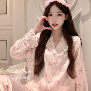 秘密 25新款 甜味小k 睡衣春秋家居服套装 纯欲kitty冰丝长袖 香香