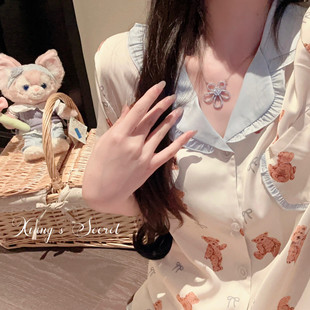 日系甜美缎面睡衣纯欲短袖 奶熊baby2.0 家居服冰丝夏 秘密 香香