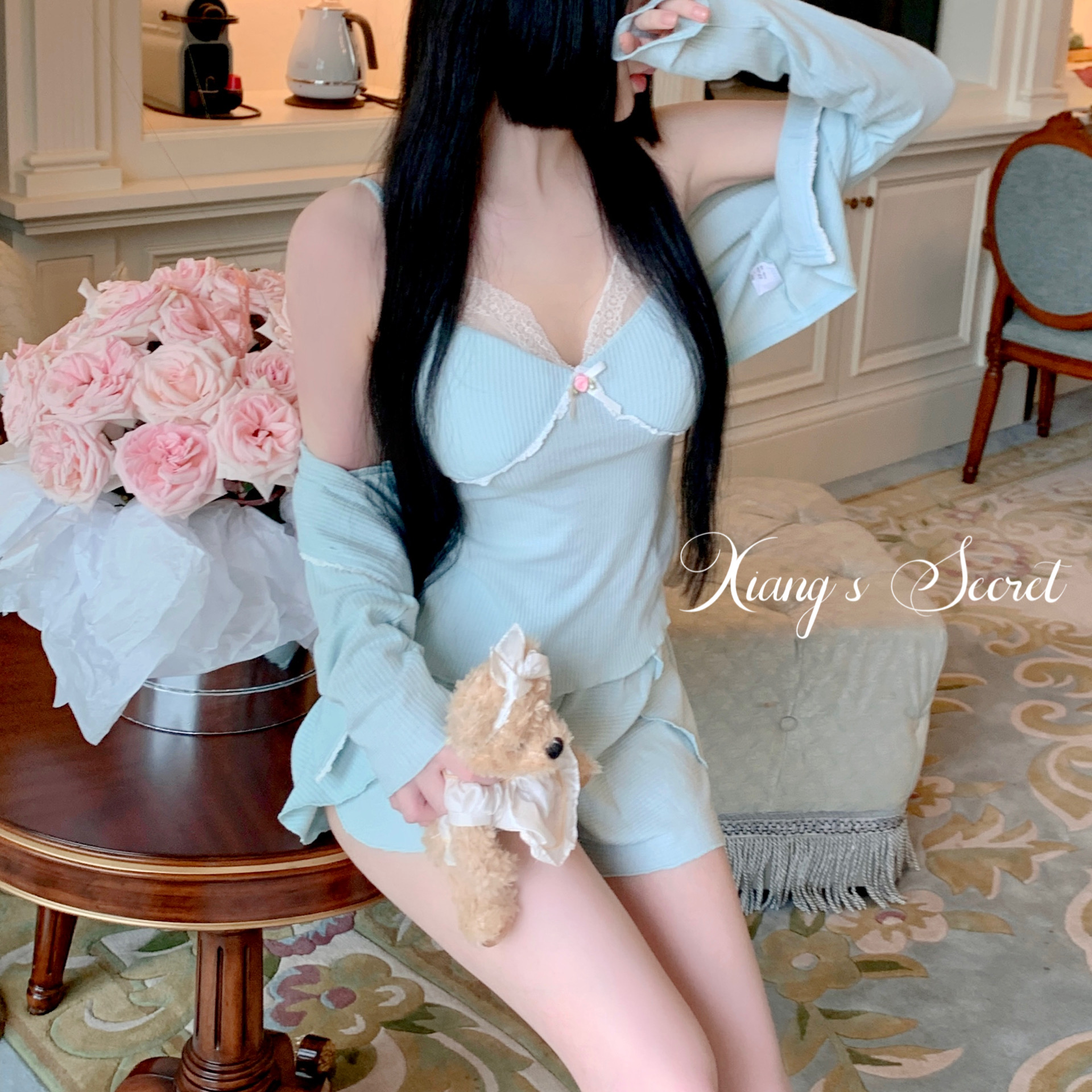 香香的秘密女棉睡衣带胸垫