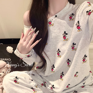 睡衣舒适家居服慵懒套装 香香 卡通米奇印花长袖 米奇妙妙屋 秘密