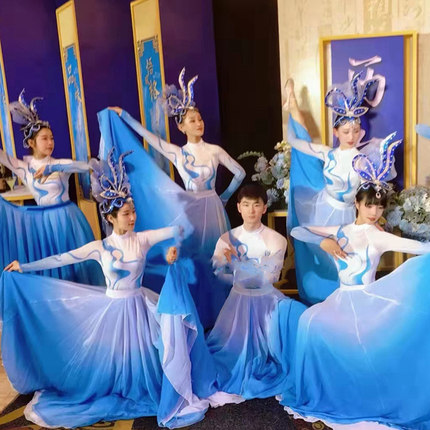 开场舞现代舞大摆裙时代浪潮大气飘逸新款歌伴舞裙古典舞服演出服