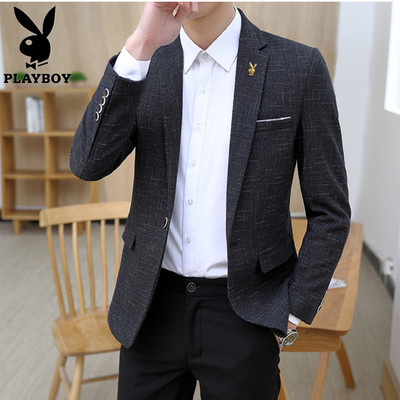 花花公子休闲单西外套男修身西装