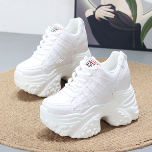 2025秋超高跟内增高12CM小个子厚底松糕坡跟老爹鞋 显瘦轻便女单鞋