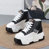 短靴子 小个子百搭松糕运动鞋 厚底内增高8cm高帮小白鞋 女秋冬新款