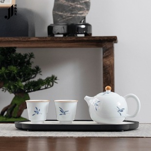 中式 国风兰花西施壶家用简易泡茶壶茶杯带茶盘套装 功夫茶具泡茶器