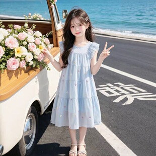 女童连衣裙夏装2026新款儿童夏季甜美公主裙子女孩洋气度假沙滩裙