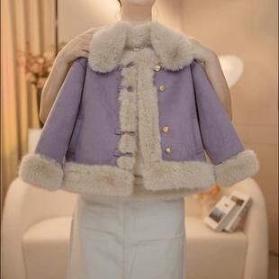 女童外套加绒冬装2025新款儿童女孩洋气上衣宝宝秋冬季加厚羊羔绒