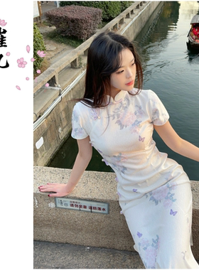 EACH崔九【无尽夏】春夏款连衣裙印花短袖苏式江南新中式改良旗袍