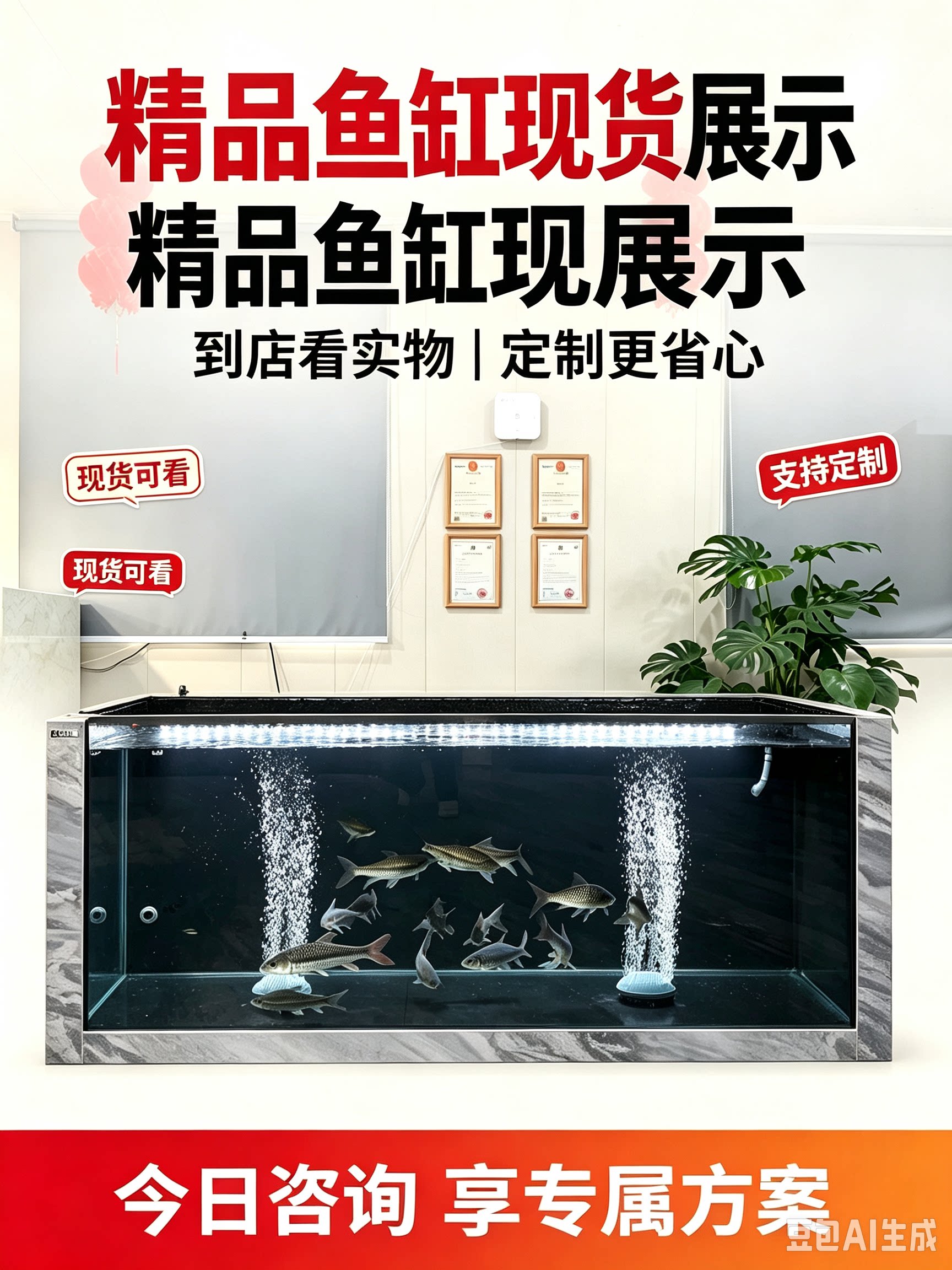 轻体鱼缸生态缸家用客厅龙鱼原生养鱼缸